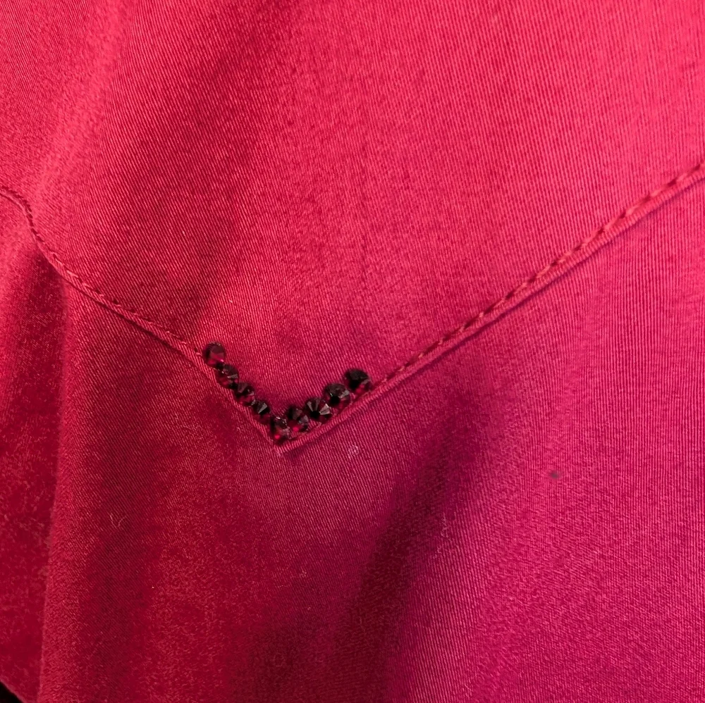 CR RANCHWEAR Long Sleeve Button-Up Shirt in Deep Berry With Tiny Crystal Sz L - Picture 10 of 11